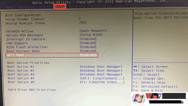 uefi boot”功能開(kāi)啟 uefi boot”功能開(kāi)啟