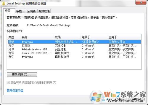Win7打開Local Settings文件夾提示“位置不可用，拒絕訪問”的解決方法