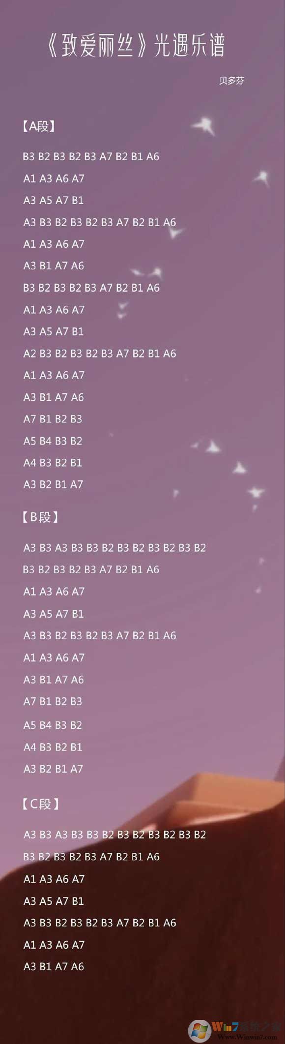 光遇簡譜《致愛麗絲》怎么彈？光遇簡譜大全